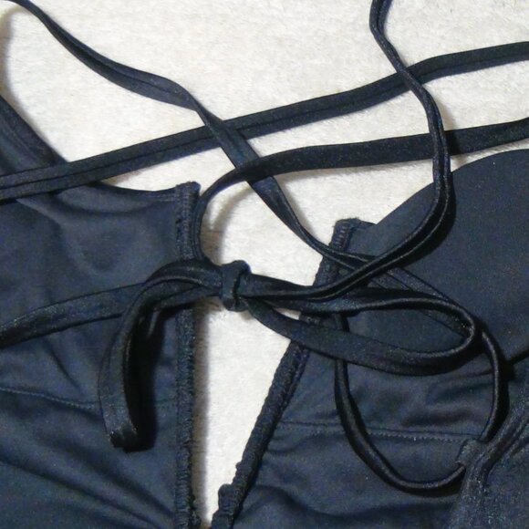 Shade & Shore Gray Extra Cheeky High Leg V-Wire Plunge Women's Swimsuit L XL 18 - Picture 10 of 16